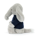 Bashful Luxe Elephant Thuddeus with Personalized Navy Jumper