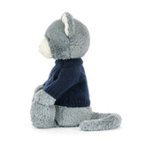 Bashful Kitten with Personalized Navy Jumper