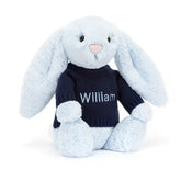 Bashful Blue Bunny with Personalized Navy Jumper