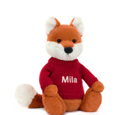 Bashful Fox Cub with Personalized Red Jumper