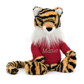 Bashful Tiger with Personalized Red Jumper