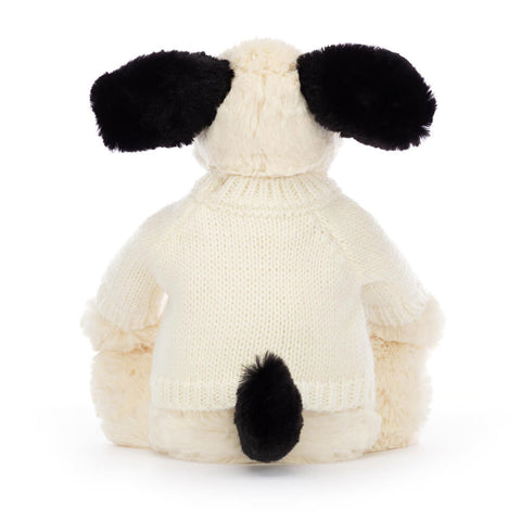 Bashful Black & Cream Puppy with Personalized Cream Jumper