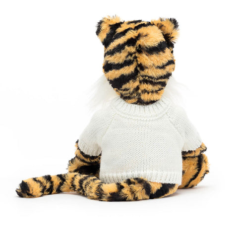 Bashful Tiger with Personalized Cream Jumper
