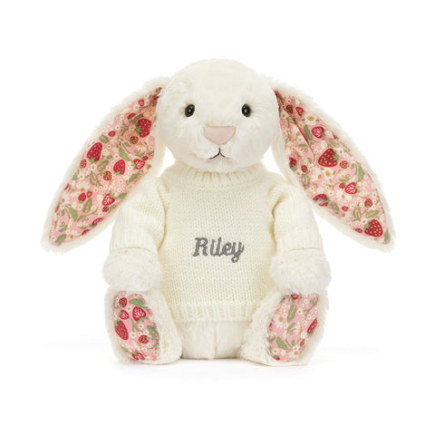 Blossom Cream Bunny 'Berry' with Personalized Cream Jumper