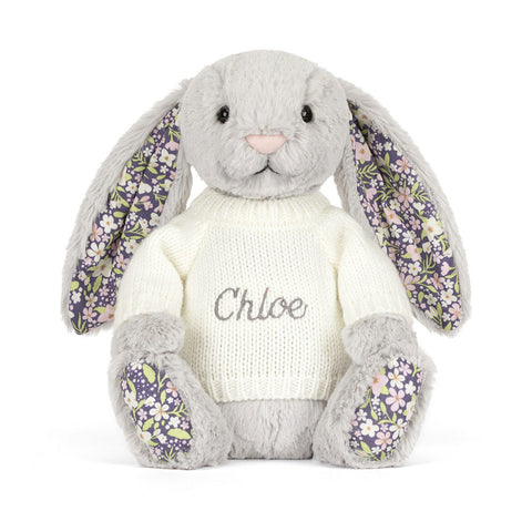 Blossom Silver Bunny 'Bloom' with Personalized Cream Jumper