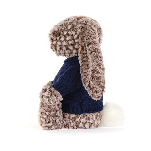 Bashful Luxe Bunny Pine with Personalized Navy Jumper