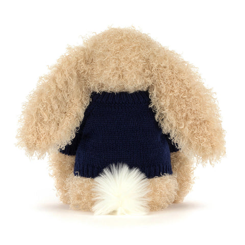 Bashful Luxe Bunny Curly with Personalized Navy Jumper