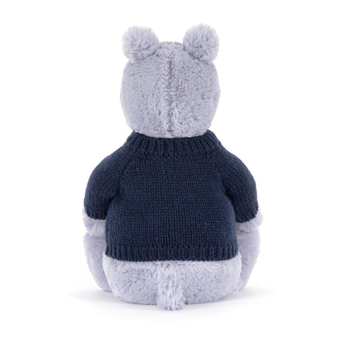 Bashful Hippo with Personalized Navy Jumper