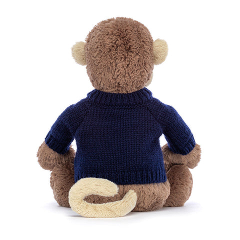 Bashful Monkey with Personalized Navy Jumper