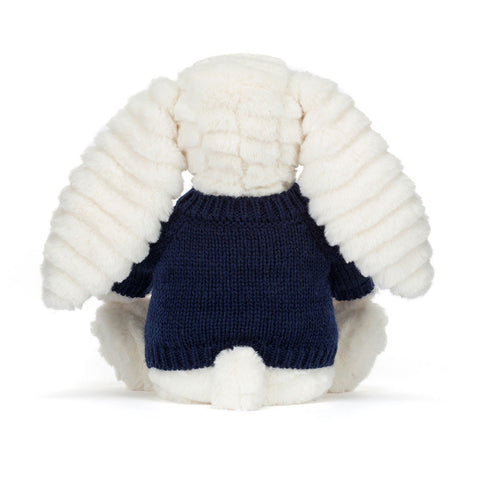 Bashful Luxe Bunny Nimbus with Personalized Navy Jumper