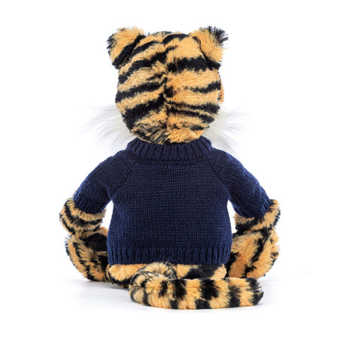 Bashful Tiger with Personalized Navy Jumper
