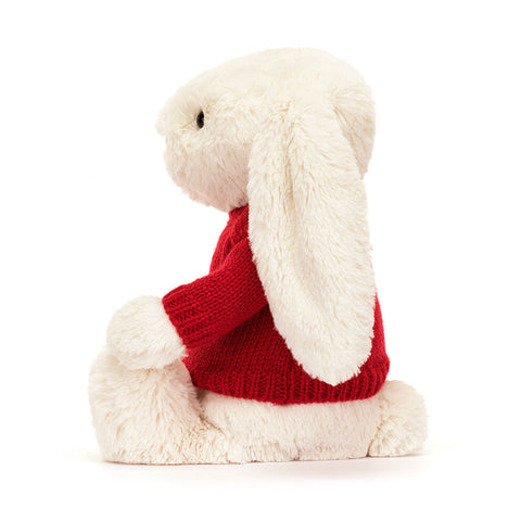 Bashful Cream Bunny with Personalized Red Jumper