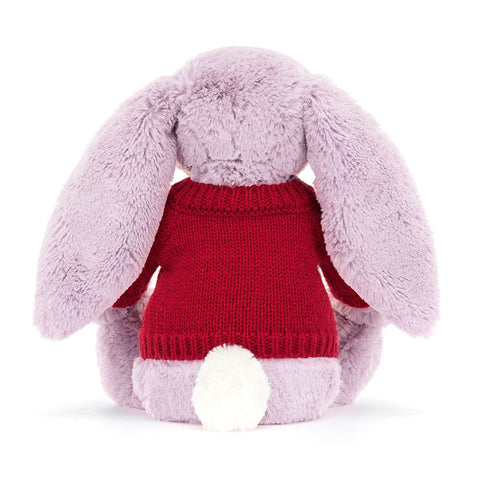 Bashful Lilac Bunny with Personalized Red Jumper