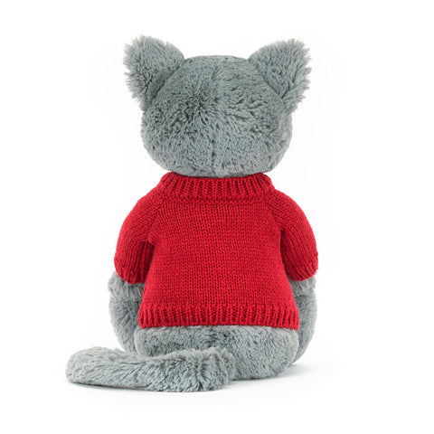 Bashful Kitten with Personalized Red Jumper