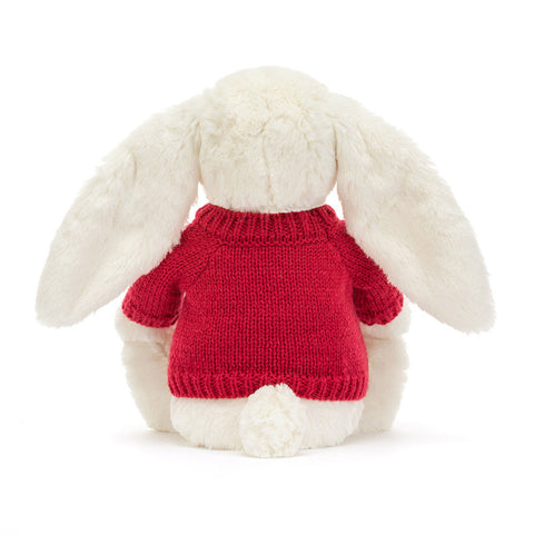 Blossom Cream Bunny 'Berry' with Personalized Red Jumper