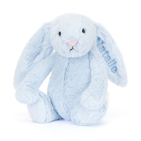 Personalized Bashful Blue Bunny Medium