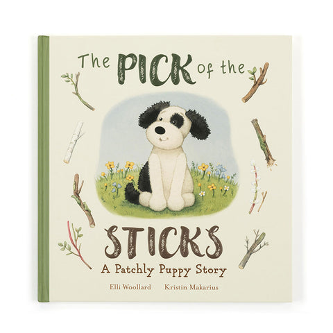 The Pick of the Sticks Book and Bashful Black & Cream Puppy Medium
