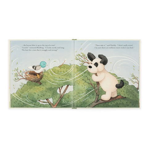 The Pick of the Sticks Book and Bashful Black & Cream Puppy Medium